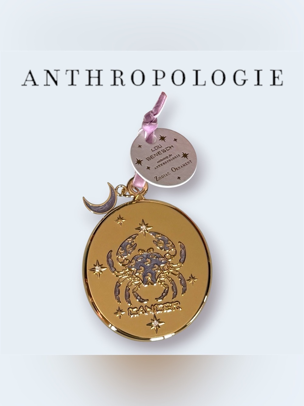 Anthropologie x Lou Benesch Stargazer Zodiac Ornament w/ Crescent Moon Charm